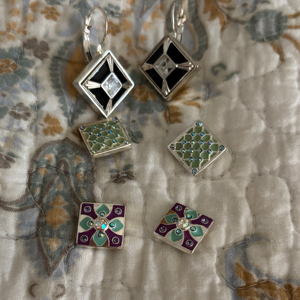 Elegant Silver and Black Geometric Earrings style dots snap jewelry